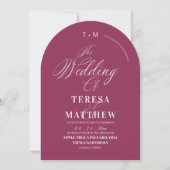 Modern Fuchsia Script Wedding Photo Einladung (Vorderseite)