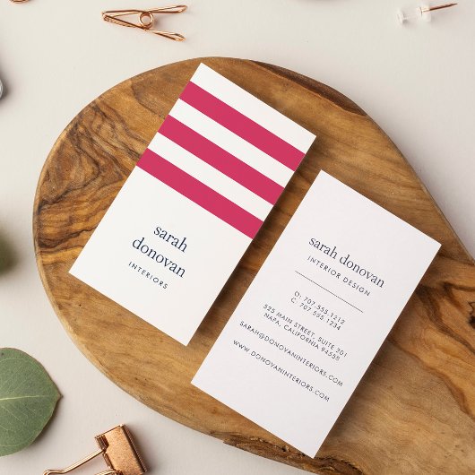 Modern Fuchsia Stripe Visitenkarte