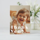 Modern Full Foto Overlay Kindergeburtstag Dankeskarte (Stehend Vorderseite)