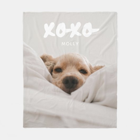 Modern Full Foto Pet Name XOXO Fleecedecke (Vorderseite)