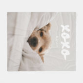 Modern Full Foto Pet Name XOXO Fleecedecke (Vorderseite (Horizontal))