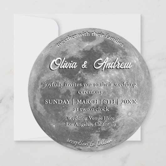 Modern Full Moon Weeding Einladung (Vorderseite)