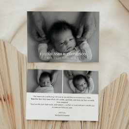 Modern Full Photo Black & White Baby Birth Ankündigung