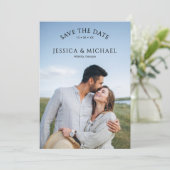 Modern Full Photo Double-sided Save The Date (Stehend Vorderseite)