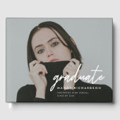 Modern Full Photo Script Custom Graduation Party Gästebuch (Vorderseite)