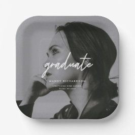 Modern Full Photo Script Custom Graduation Party Pappteller