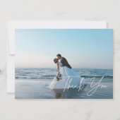 Modern Full Photo Script Lettering Wedding Dankeskarte (Vorderseite)