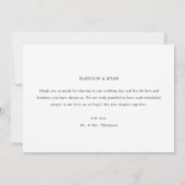 Modern Full Photo Script Lettering Wedding Dankeskarte (Rückseite)
