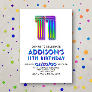 Modern Fun 11. Geburtstag Einladung