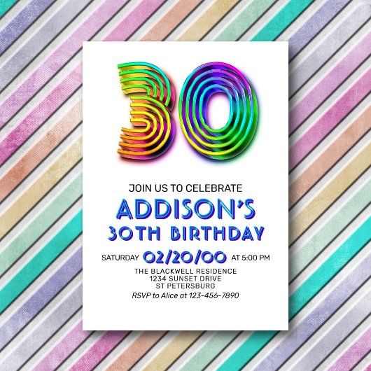 Modern Fun 30. Geburtstag Einladung