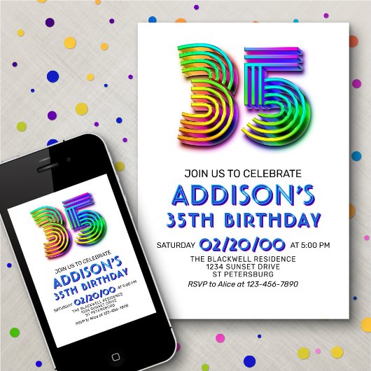 Modern Fun 35. Geburtstag Einladung