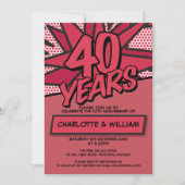 Modern Fun 40 th Ruby Wedding Jubiläum Einladung (Vorderseite)