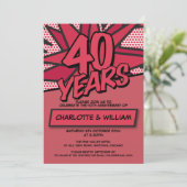 Modern Fun 40 th Ruby Wedding Jubiläum Einladung (Stehend Vorderseite)