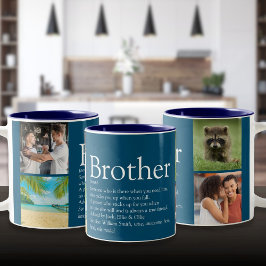 Modern Fun 4 Foto Collage Brother Definition Zweifarbige Tasse