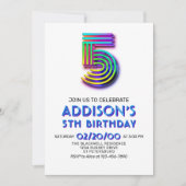 Modern Fun 5th Birthday Einladung (Vorderseite)