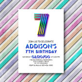 Modern Fun 7. Geburtstag Einladung