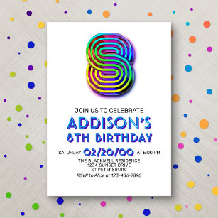 Modern Fun 8. Geburtstag Einladung