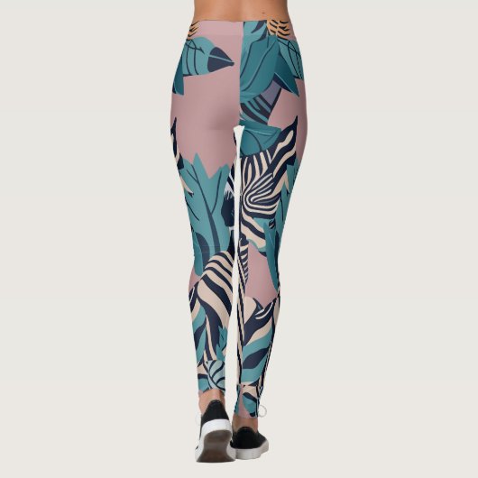 Modern Fun Abstrakt Black Zebra Streifen Wild Safa Leggings (Rückseite)