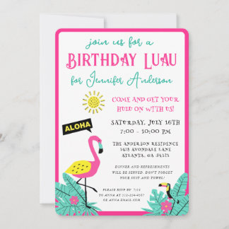Modern Fun Aloha Tropical Luau Geburtstag Einladung