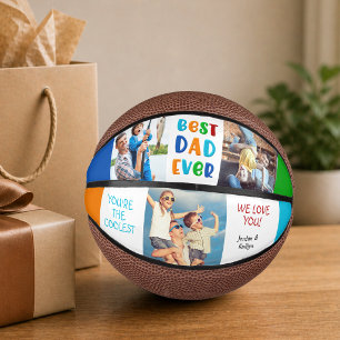 Modern Fun BEST VATER EVER Farbenfrohe FotoCollage Mini Basketball