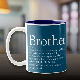 Modern Fun Blue Cool Best Brother Definition Zweifarbige Tasse
