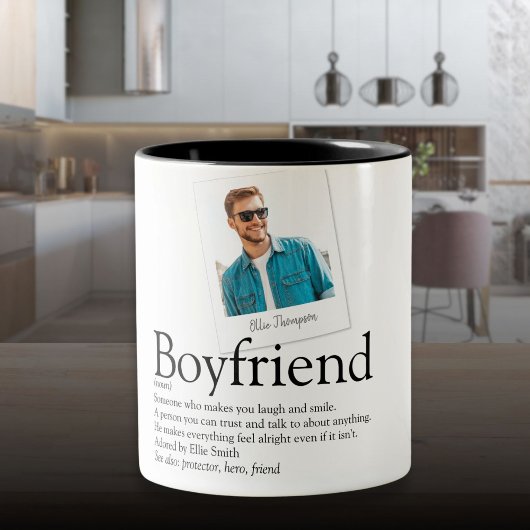 Modern Fun Boyfriend Definition Foto Zweifarbige Tasse