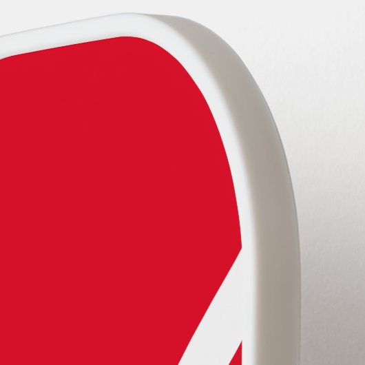 Modern Fun Bright Red Sleek White Racing Streifen Pickleball Schläger (Linke Seite)