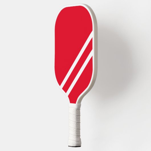Modern Fun Bright Red Sleek White Racing Streifen Pickleball Schläger (Links)