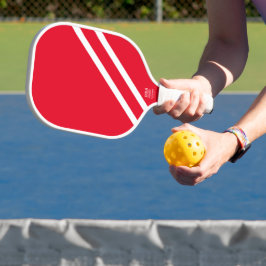 Modern Fun Bright Red Sleek White Racing Streifen Pickleball Schläger