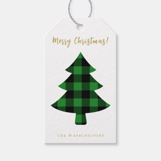 Modern Fun Buffalo Karierter Weihnachtsbaum Geschenkanhänger (Vorderseite)