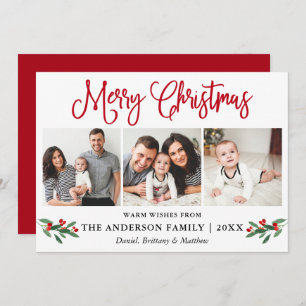 Modern Fun Calligrafy 3 Foto Weihnachtsfeier Rot Feiertagskarte