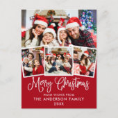 Modern Fun Calligrafy Christmas 4 Foto Red Postkarte (Vorderseite)