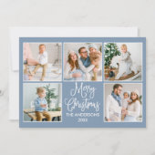 Modern Fun Calligraphy Blue 5 Foto Weihnachten (Vorderseite)