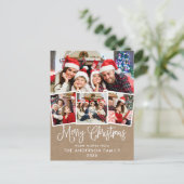Modern Fun Calligraphy Christmas 4 Foto Kraft Postkarte (Stehend Vorderseite)