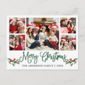 Modern Fun Calligraphy Christmas Holly 5 Foto Postkarte (Vorderseite)
