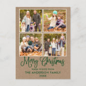 Modern Fun Calligraphy Christmas Kraft 4 Foto Postkarte (Vorderseite)