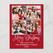 Modern Fun Calligraphy Christmas Red 4 Foto Postkarte (Vorderseite)