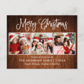 Modern Fun Calligraphy Christmas Wood 3 Foto Postkarte (Vorderseite)