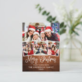Modern Fun Calligraphy Christmas Wood 4 Foto Postkarte (Stehend Vorderseite)