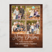 Modern Fun Calligraphy Christmas Wood 4 Foto Postkarte (Vorderseite)