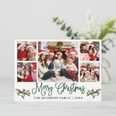 Modern Fun Calligraphy Green 5 Foto Weihnachten (Stehend Vorderseite)