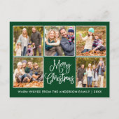 Modern Fun Calligraphy Green 5 Foto Weihnachten Postkarte (Vorderseite)
