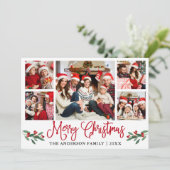 Modern Fun Calligraphy Red 5 Foto Weihnachten (Stehend Vorderseite)