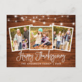 Modern Fun Calligraphy Wood 3 Foto Erntedank Postkarte (Vorderseite)