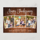 Modern Fun Calligraphy Wood 3 Fotos Erntedank Postkarte (Vorderseite)