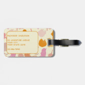 Modern Fun Cat Muster Rosa Orange Personalisiert Gepäckanhänger (Rückseite horizontal)