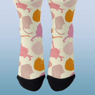 Modern Fun Cat Muster Rosa Orange Socken
