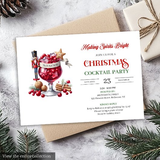 Modern fun Christmas cocktails party invitation Einladung