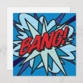 Modern Fun Colorful Comic Book Bang Einladung (Vorne/Hinten)