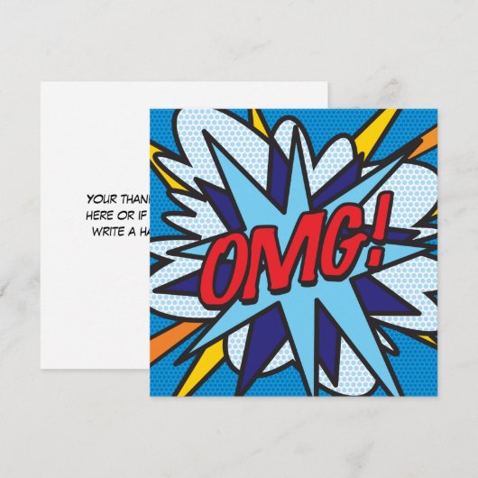 Modern Fun Colorful Comic Book OMG Einladung (Vorne/Hinten)